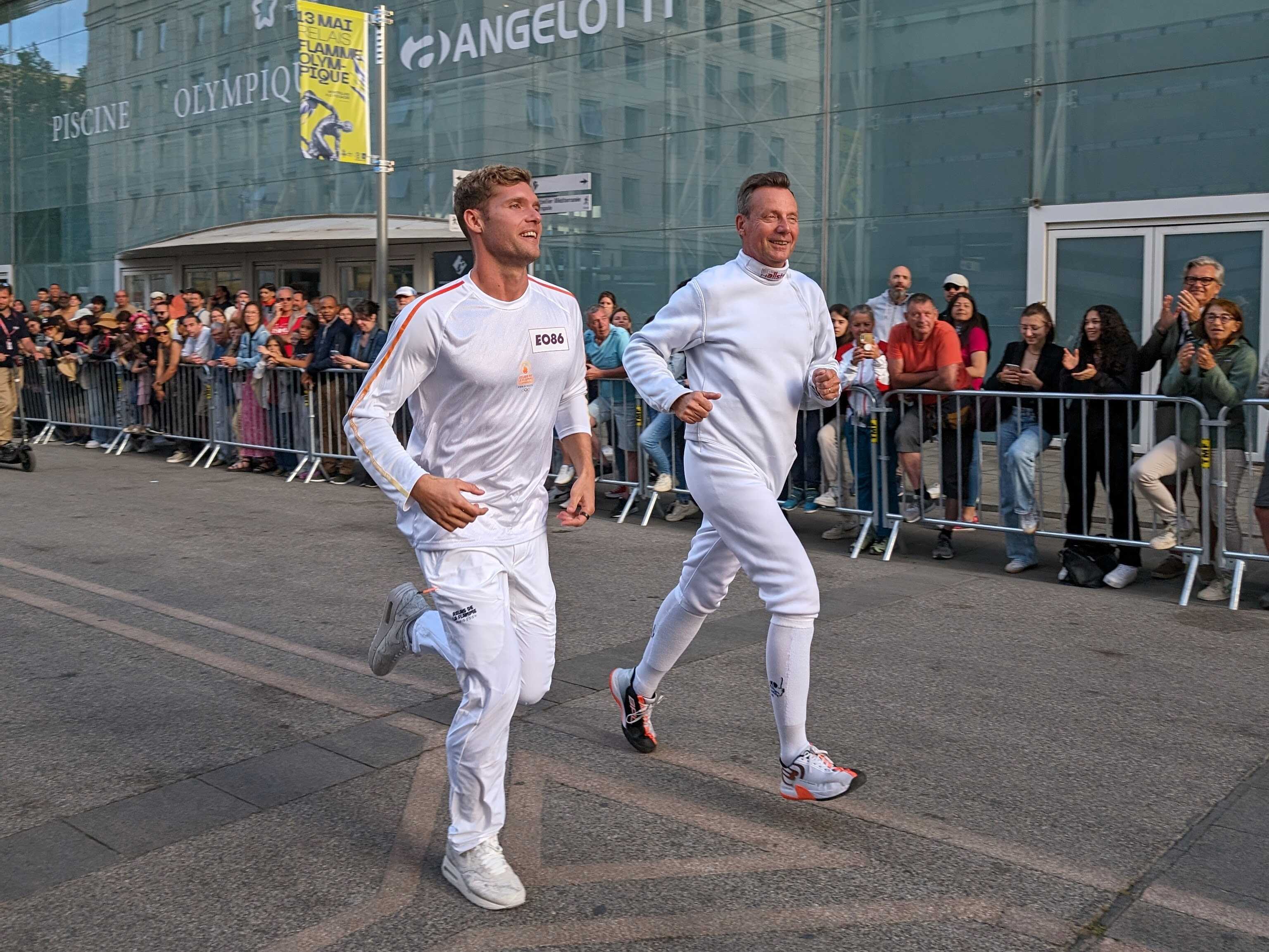 Decathlete Kevin Mayer doing a warm up run